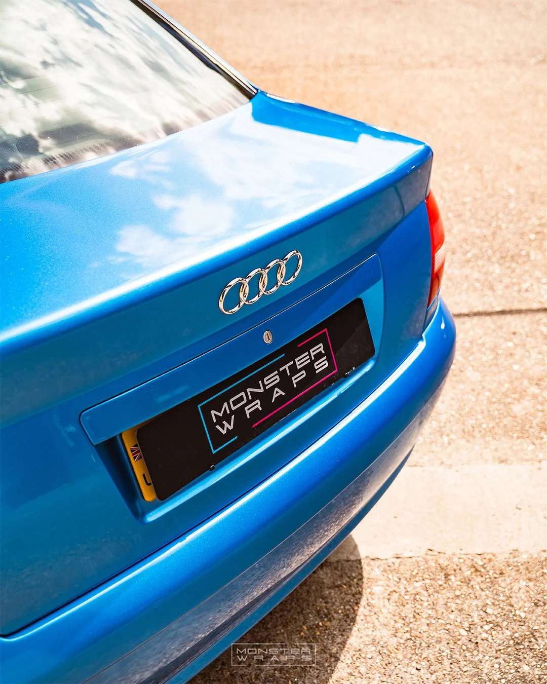 Audi A4 B5 full colour change vinyl wrap Oracal 970 Azure Blue Metallic