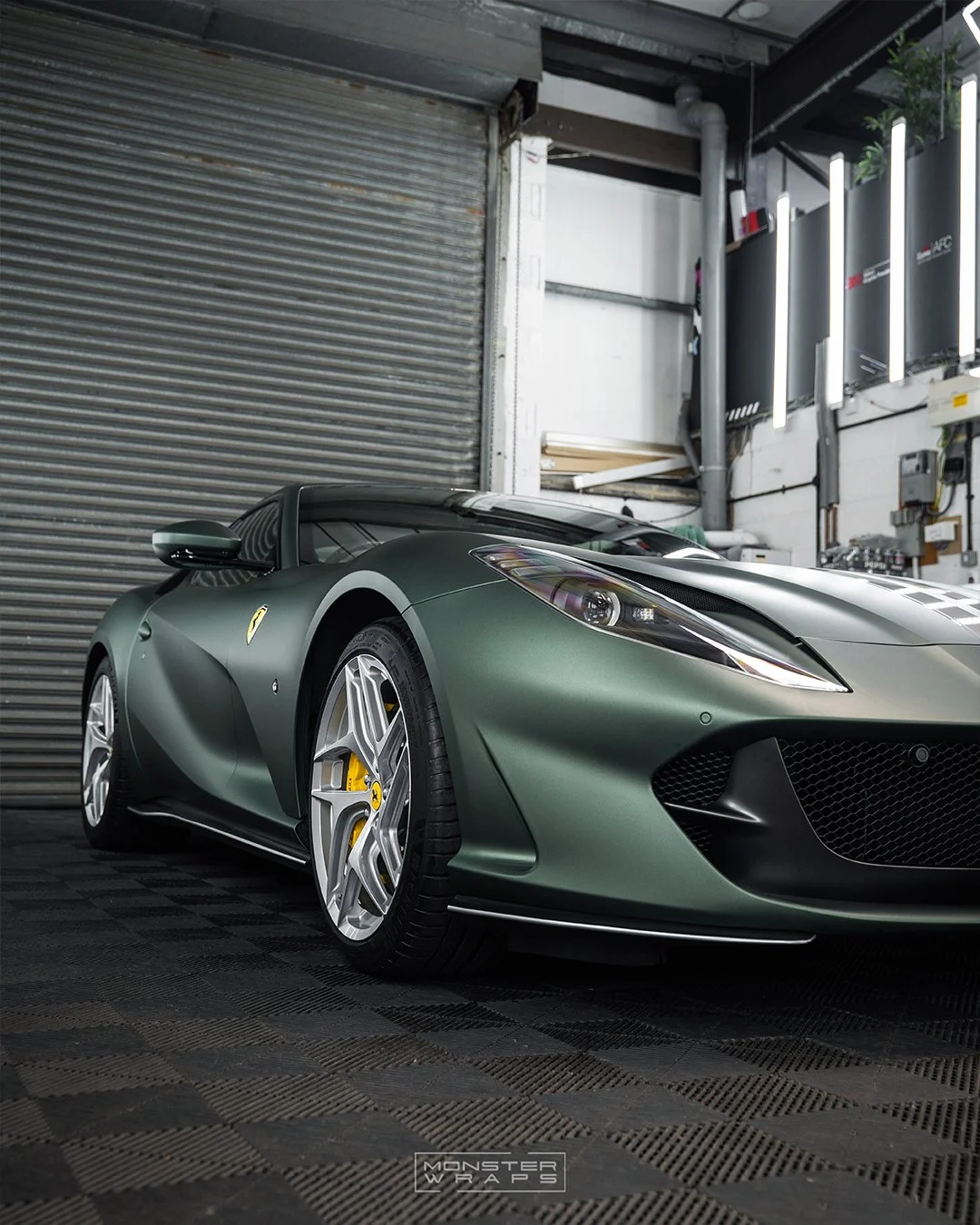 Ferrari 812 Superfast full colour change vinyl wrap 3M 2080 Matte Pine Green Metallic