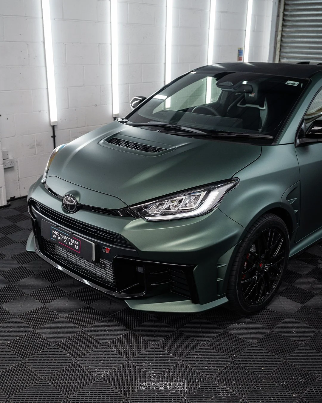 Toyota Yaris GR MK2 full colour change vinyl wrap 3M Matte Pine Green Metallic