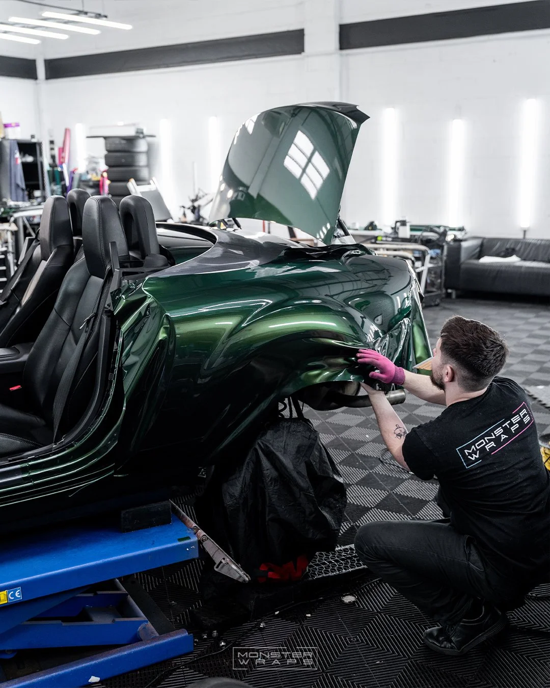Mazda MX-5 Miata MK3 full vinyl colour change wrap inozetek supergloss midnight green