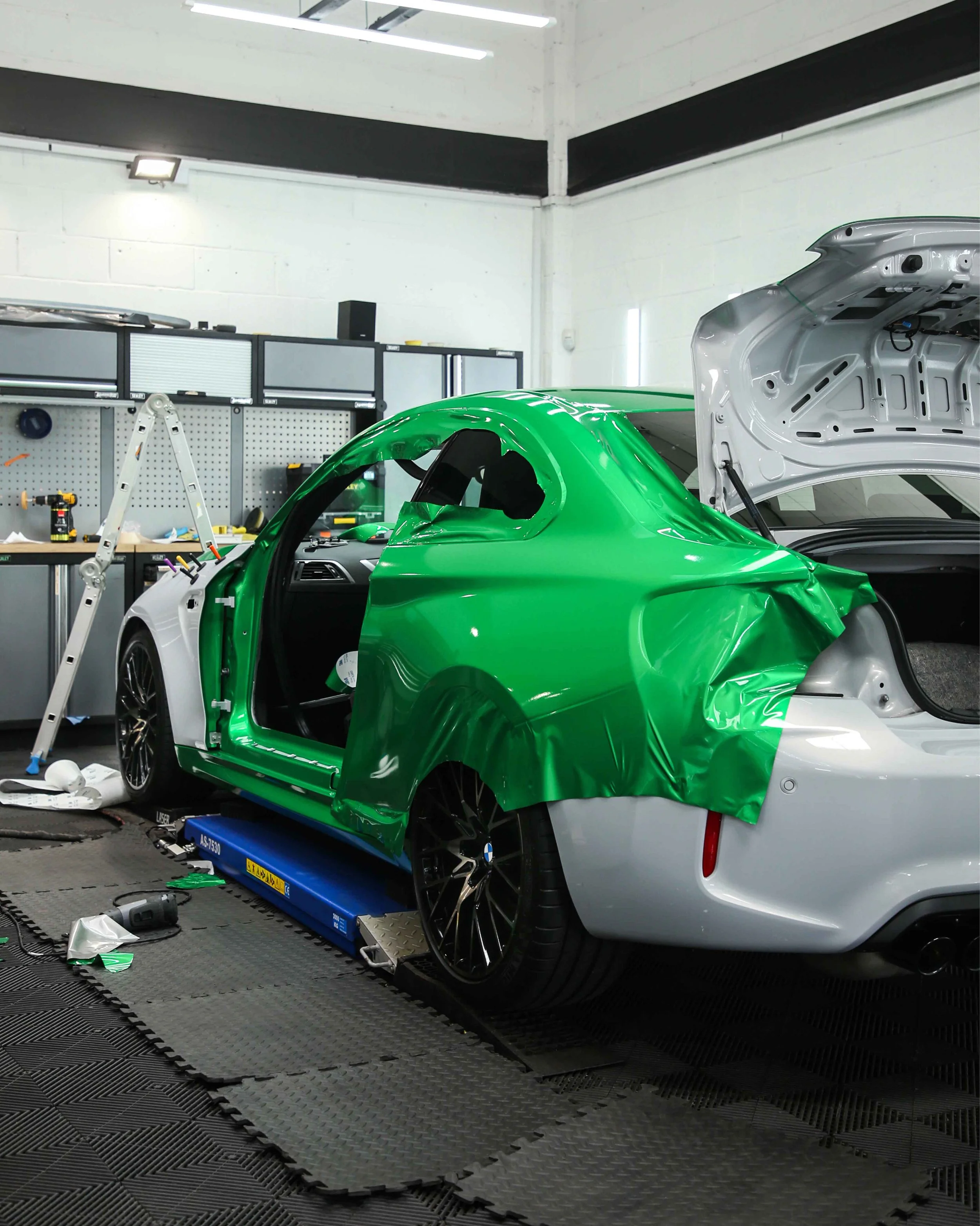 BMW M2 Competition F87 full colour change vinyl wrap in 3M Gloss Green Envy