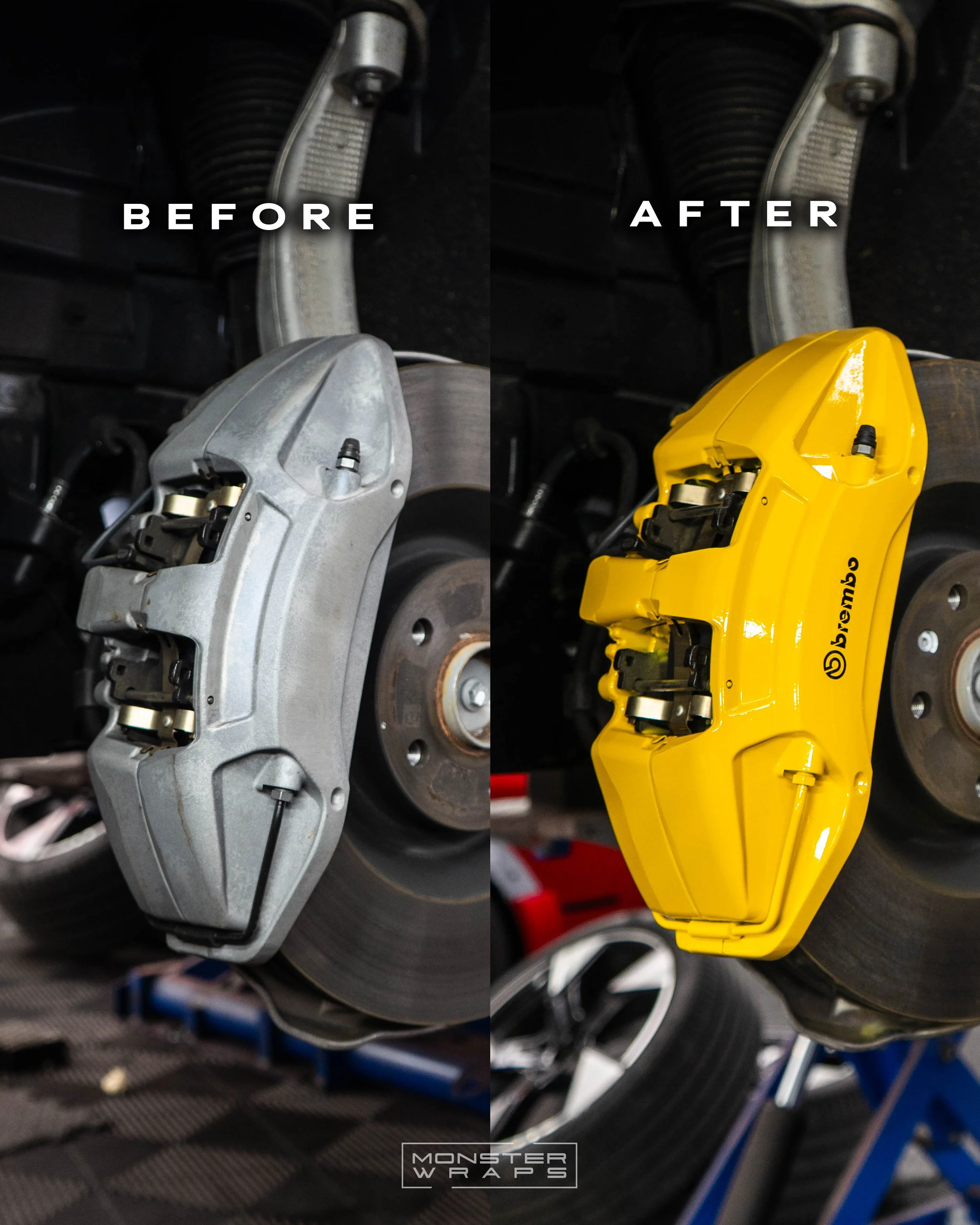 Volvo EX90 brake calipers painted Gloss Bright Yellow