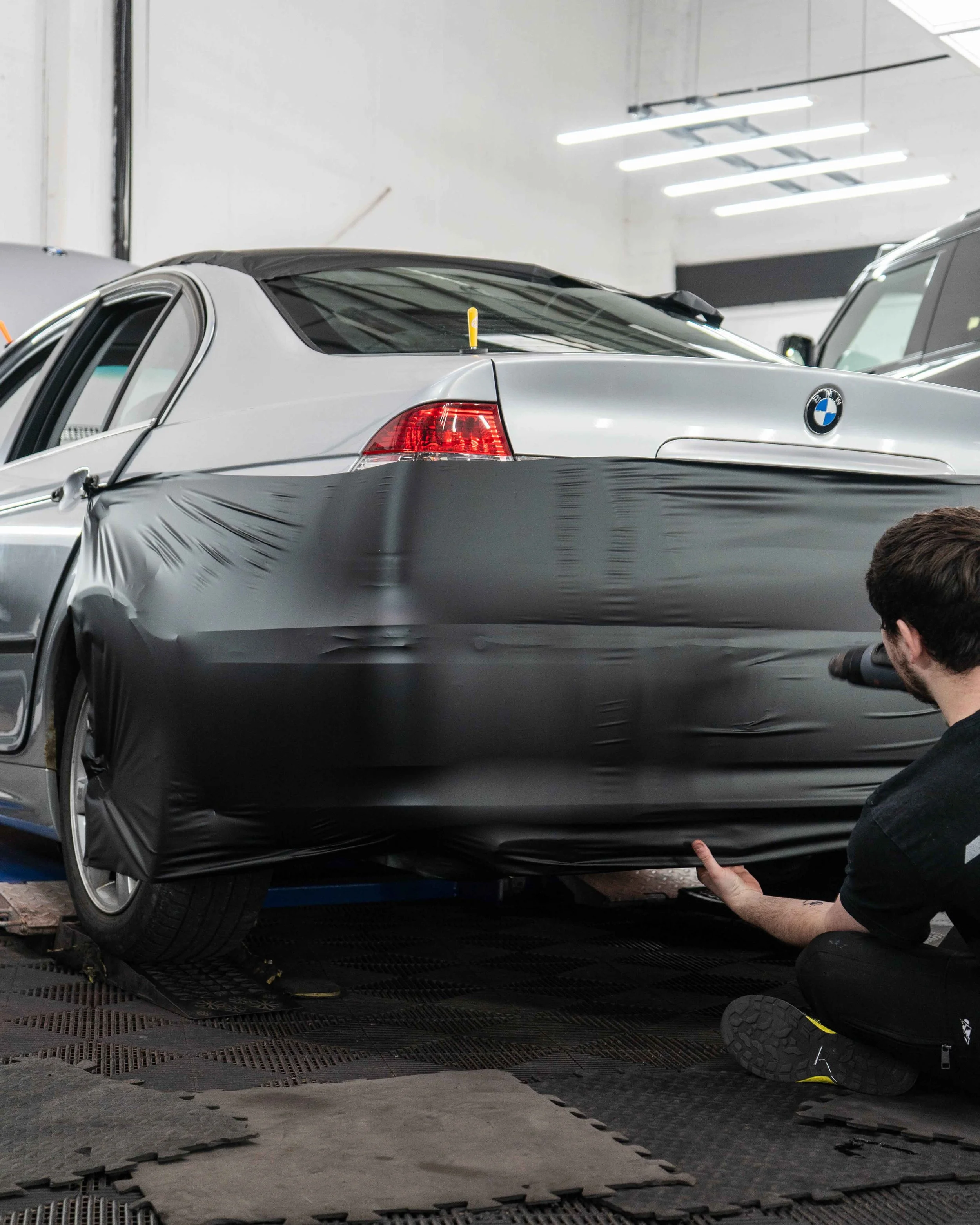 BMW 330i E46 full vinyl wrap in 3M Matte Dead Black