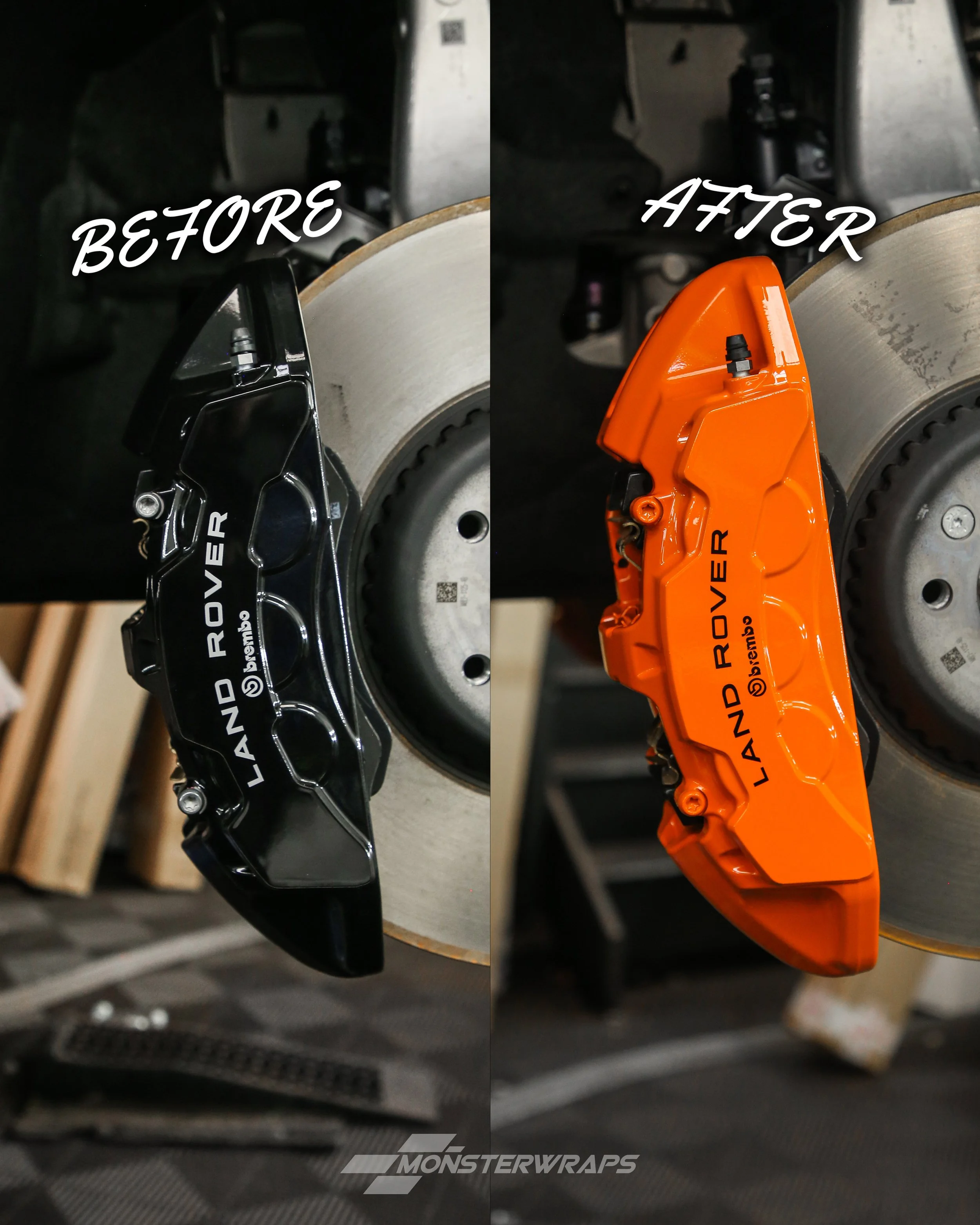 range rover sport brake calipers painted gloss bright orange