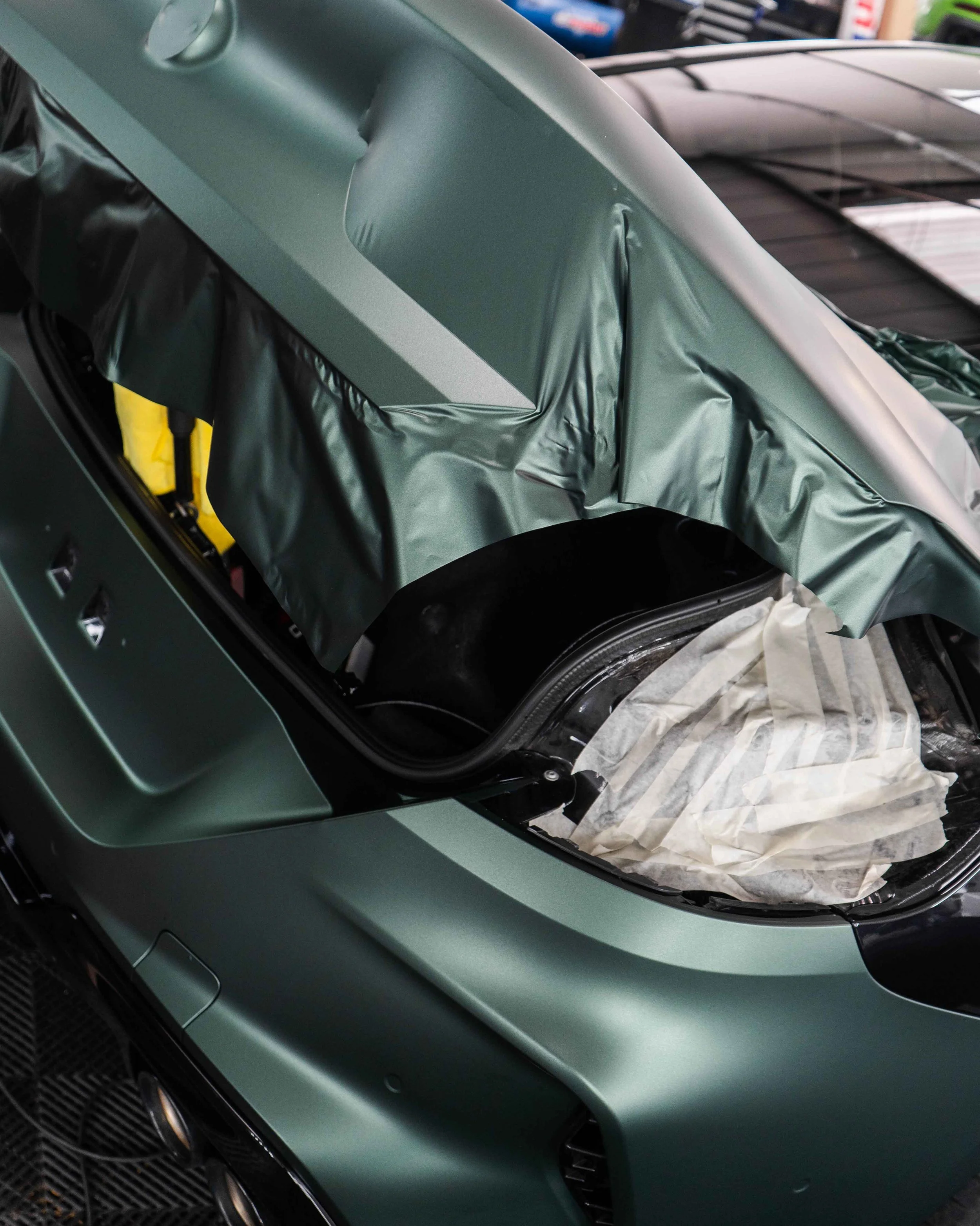 BMW M8 Competition full colour change vinyl wrap 3M matte pine green metallic