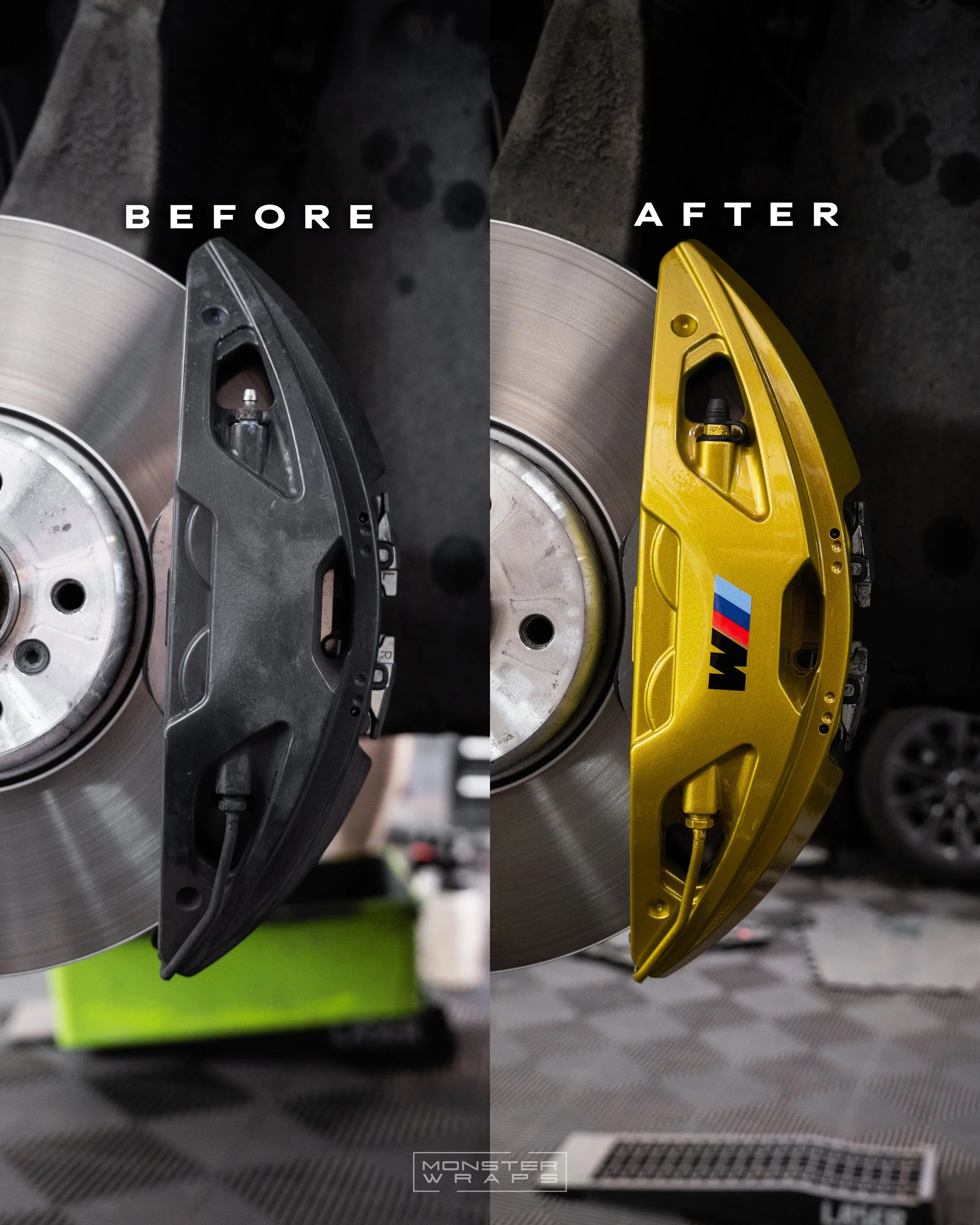 BMW 6 Series 740d GT brake calipers painted gloss metallic gold