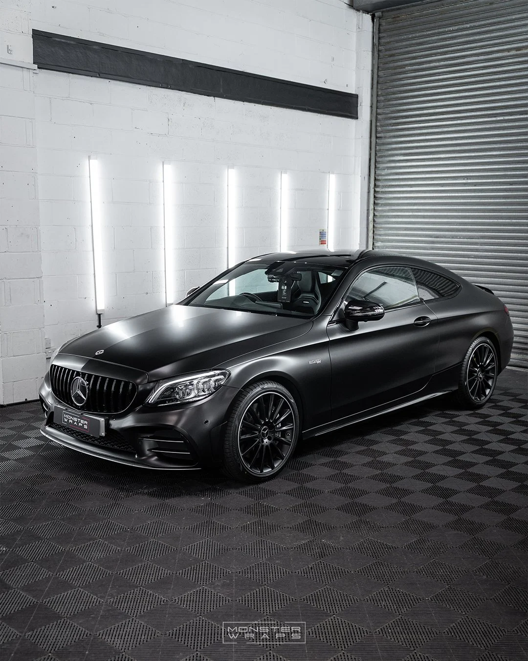 Mercedes AMG C43 coupe full external wrap in 3M Satin Black