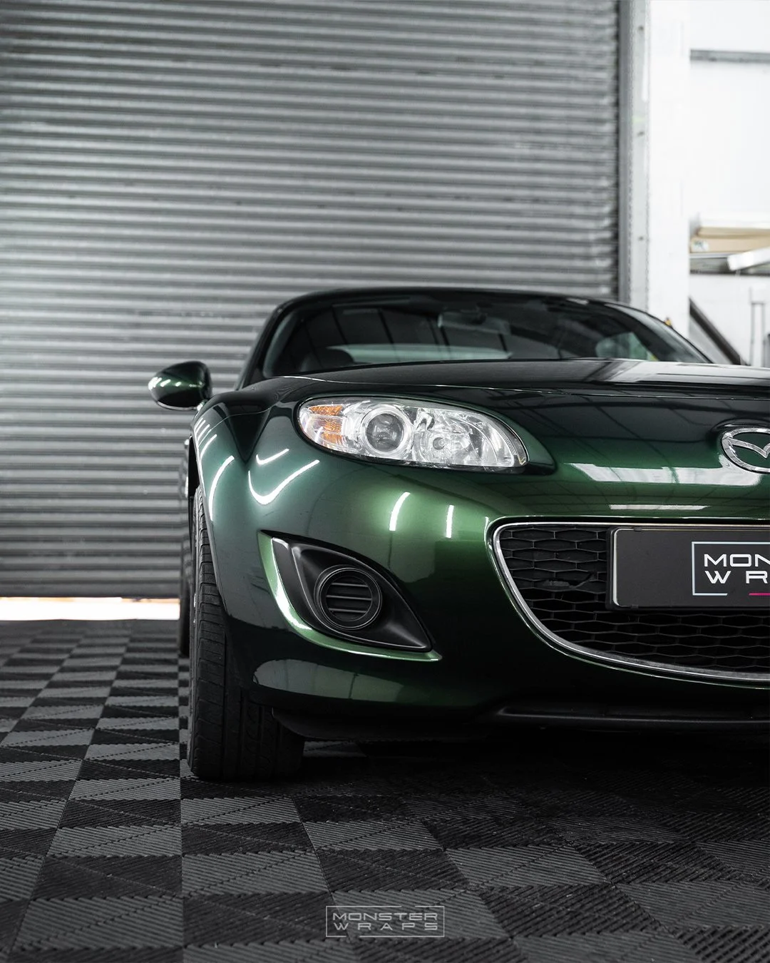 Mazda MX-5 Miata MK3 full vinyl colour change wrap inozetek supergloss midnight green