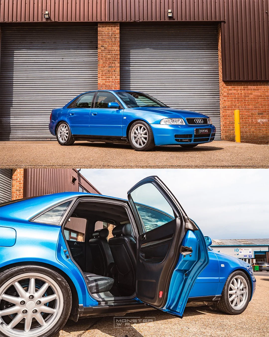 Audi A4 B5 full colour change vinyl wrap Oracal 970 Azure Blue Metallic