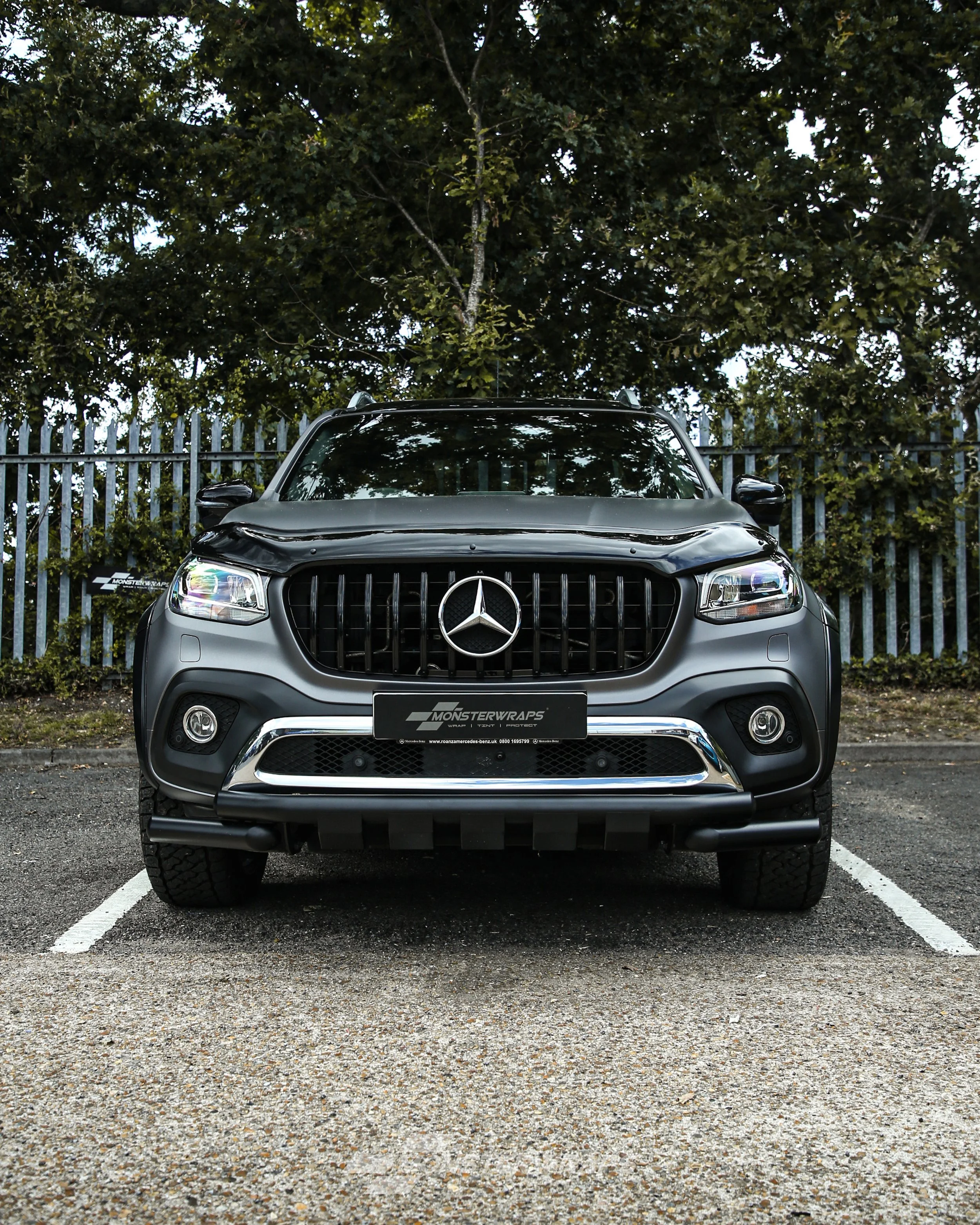 Mercedes X Class pick-up truck full external colour change vinyl wrap in 3M 2080 Matte Dark Grey Metallic