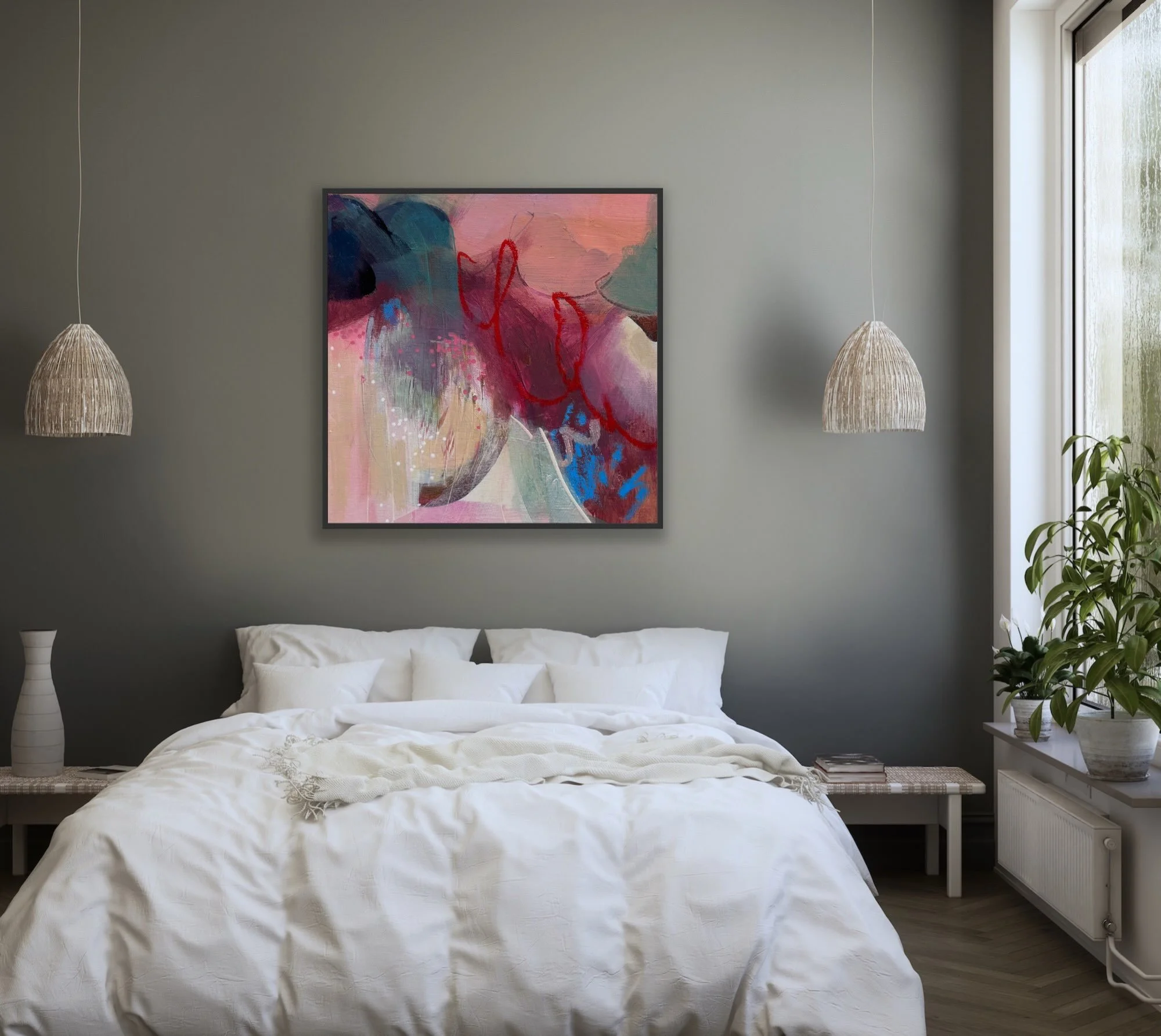 Exciting news!!! My abstract paintings are now available as prints with John Lewis! 

First up, Rhythmic, part of their AW26 collection, printed as an 86x86cm canvas that keeps all the texture and brushwork of the original. 
The original itself lives