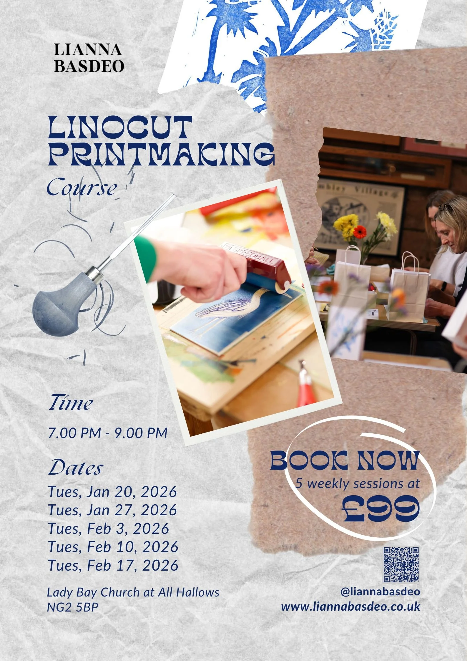 Gray Blue Artsy Abstract Paper Textured Sashiko Stitching Workshop Announcement Poster.jpg