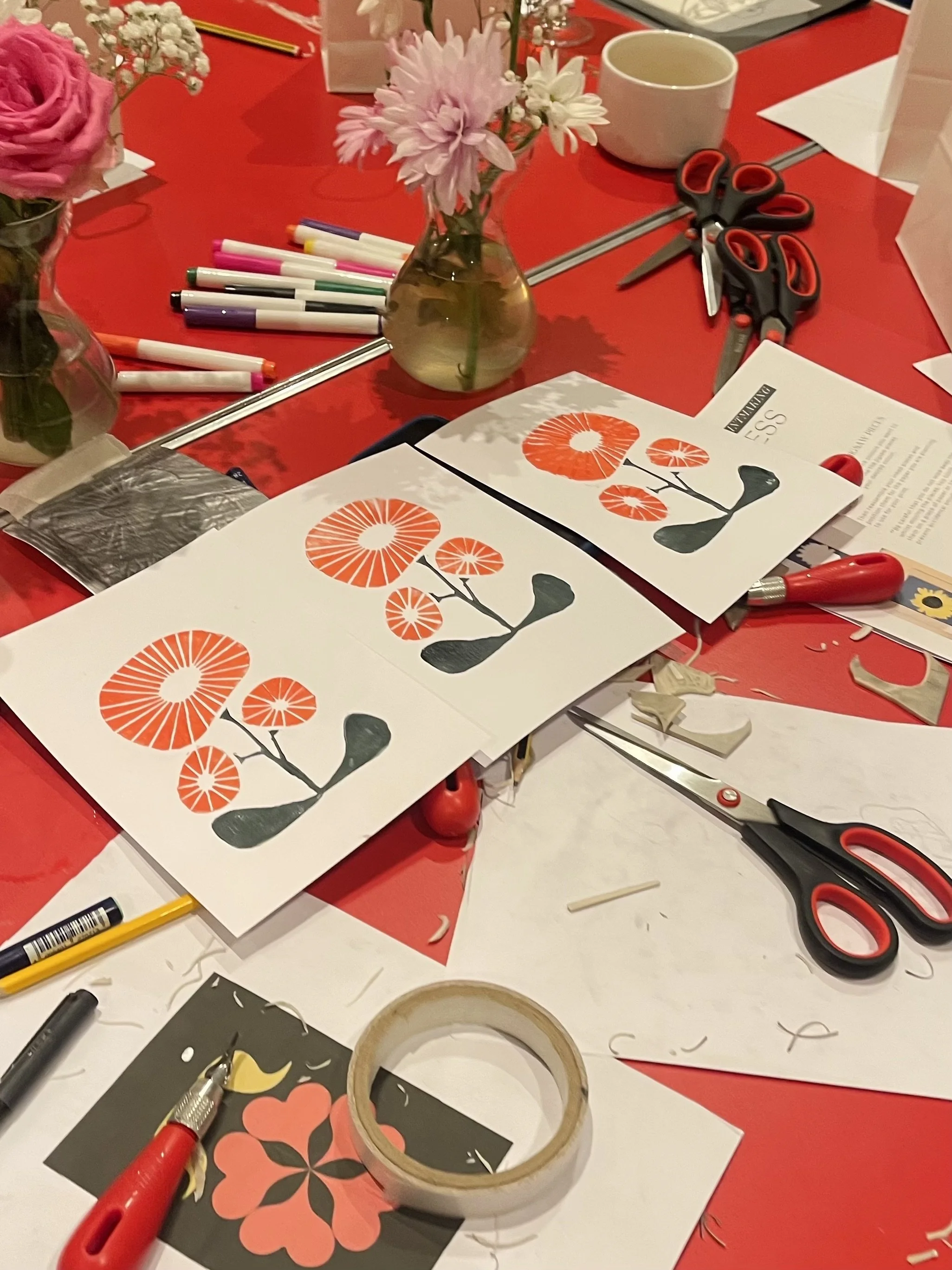 Retros 60s style linocut participant example on table.jpg (Copy)