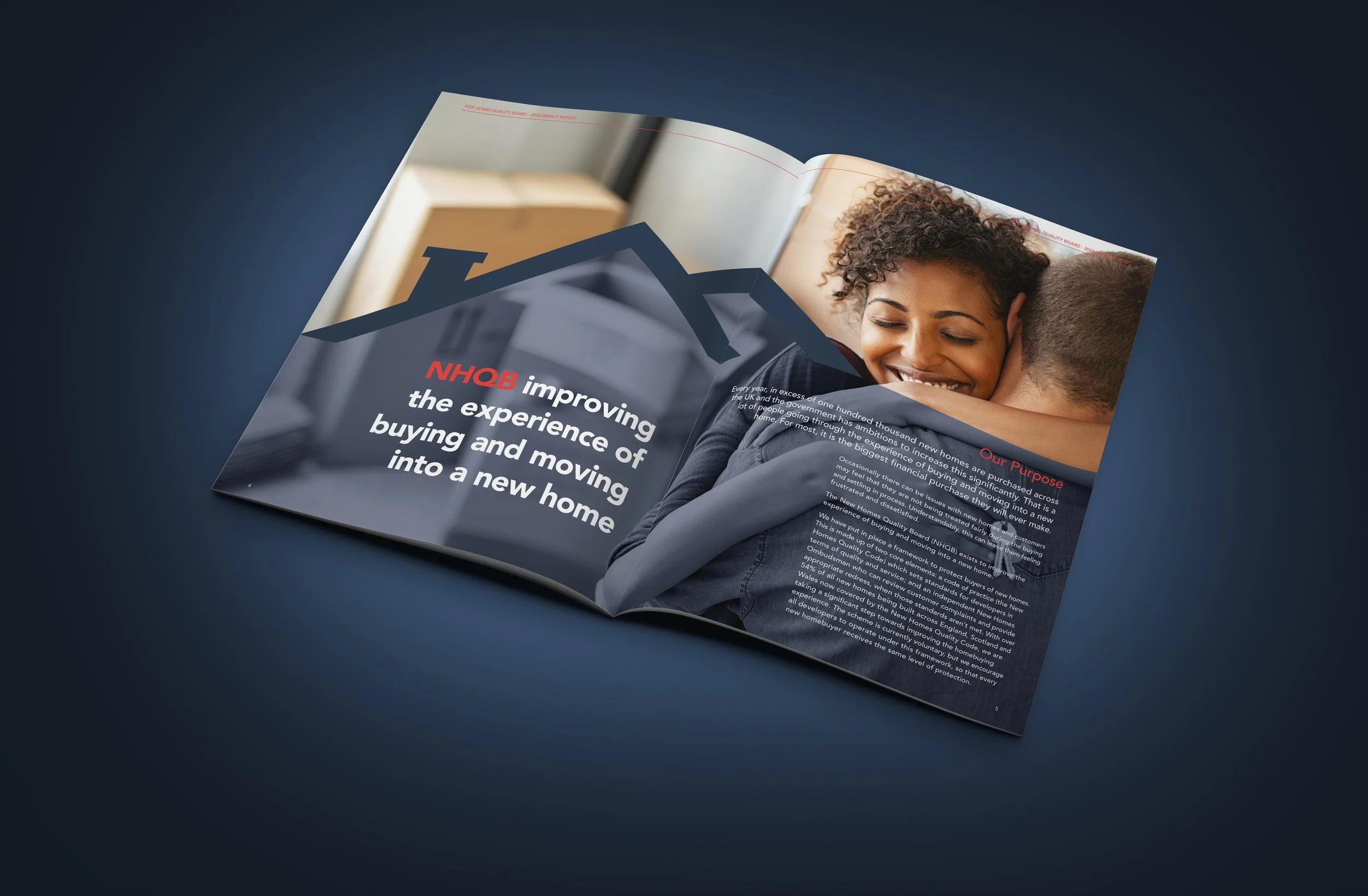 Double page spread, showing the NHQB brochure design in Bedford & Milton Keynes