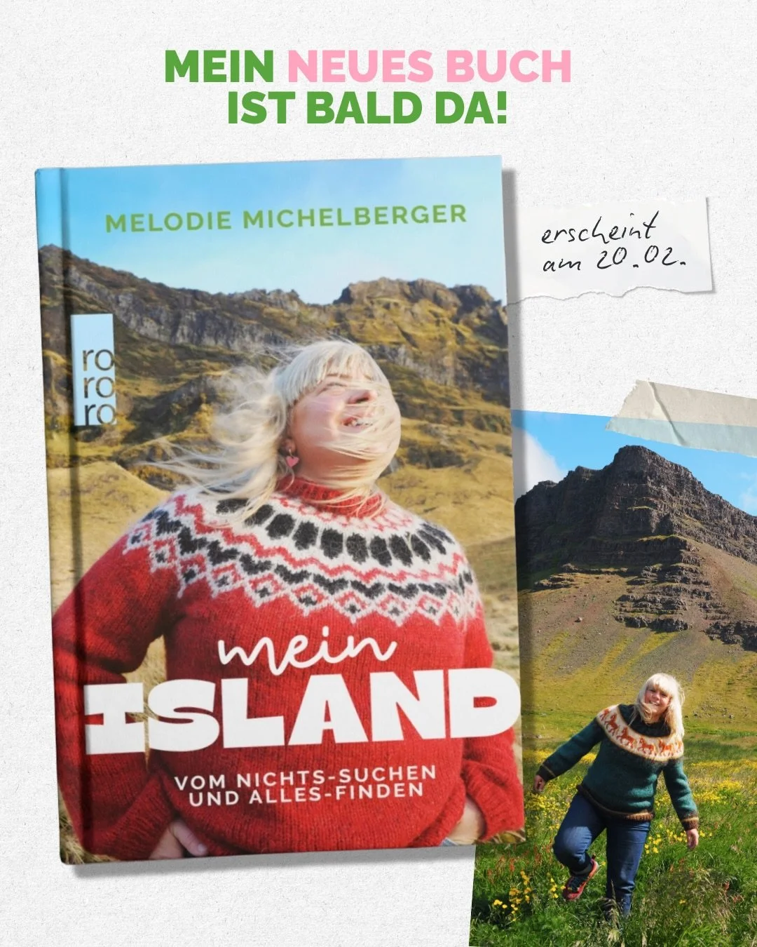 In wenigen Wochen erscheint endlich mein Island-Buch im @rowohltverlag! Ich kann es kaum erwarten, euch alle einzupacken und mit euch gemeinsam in das Land zu reisen, das mir so viel bedeutet.

Dass es dieses Buch &uuml;berhaupt gibt, ist ein kleines