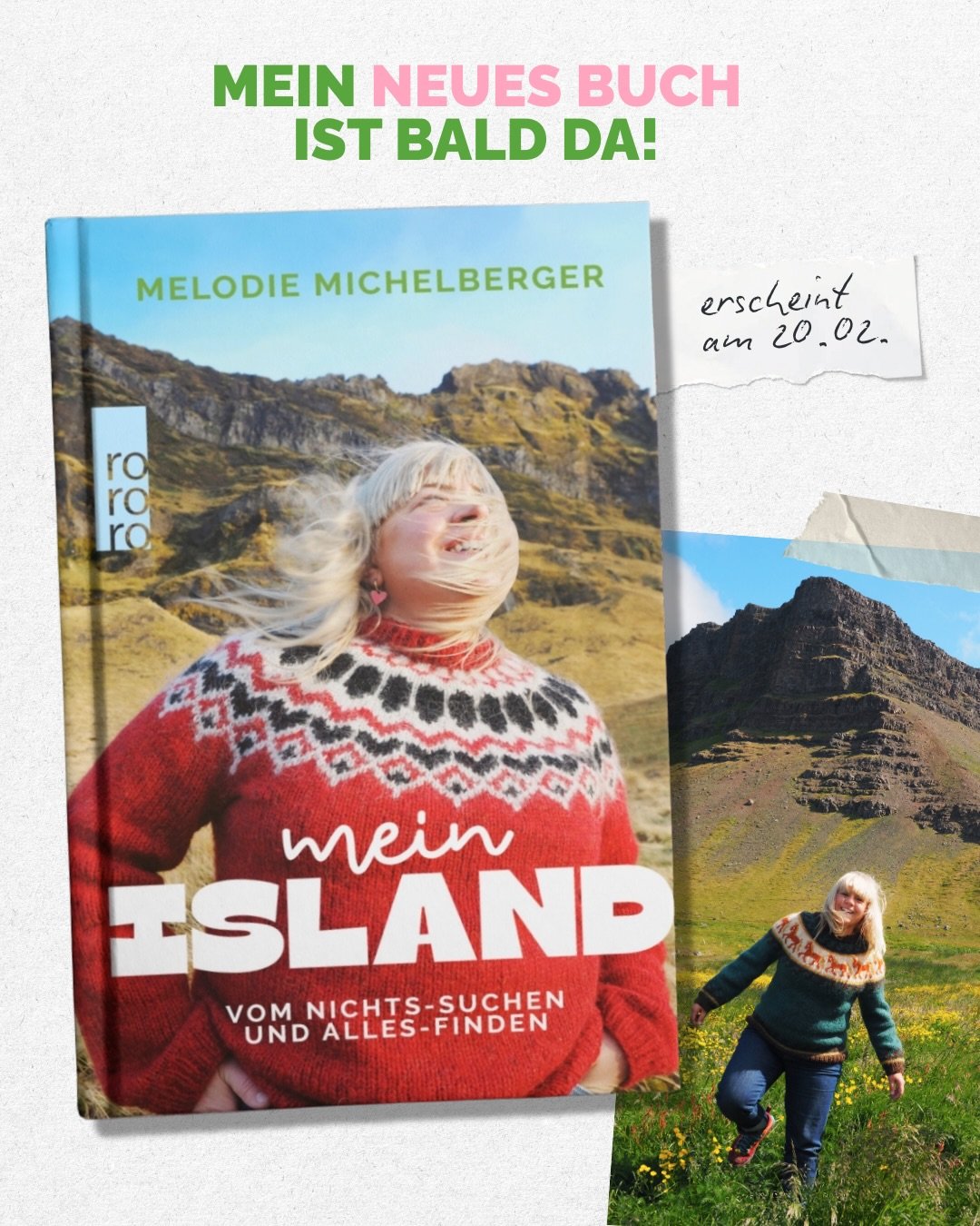In wenigen Wochen erscheint endlich mein Island-Buch im @rowohltverlag! Ich kann es kaum erwarten, euch alle einzupacken und mit euch gemeinsam in das Land zu reisen, das mir so viel bedeutet.

Dass es dieses Buch &uuml;berhaupt gibt, ist ein kleines