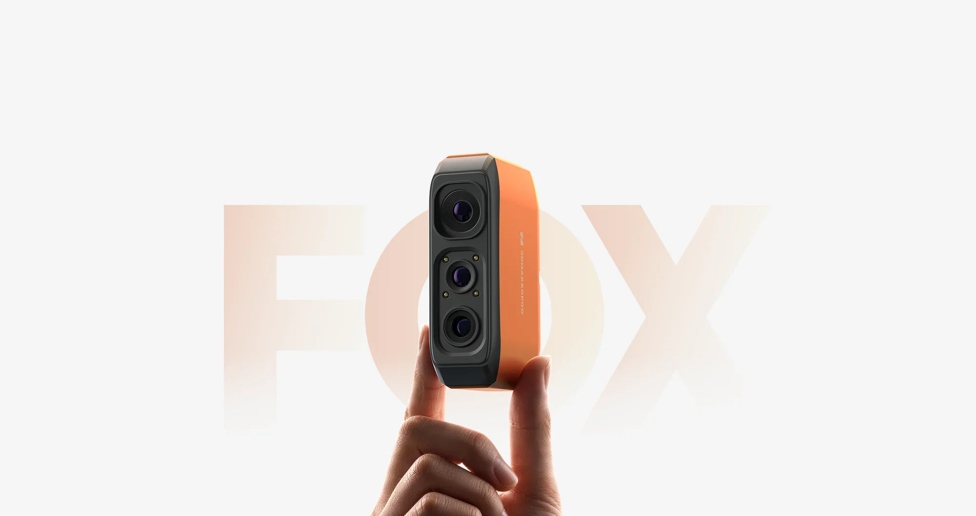 The brand new FOX 3D scanner from 3DMakerPro in the hands of a model