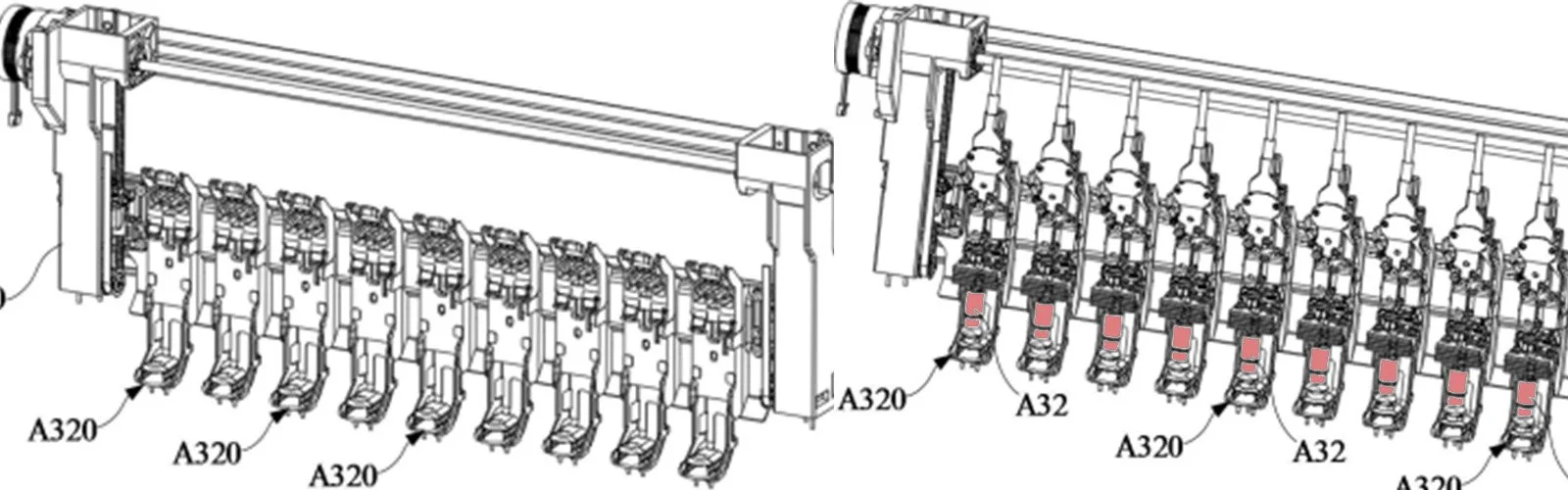 H3C Patent showing both empty and filled toolholders at the side of the machine