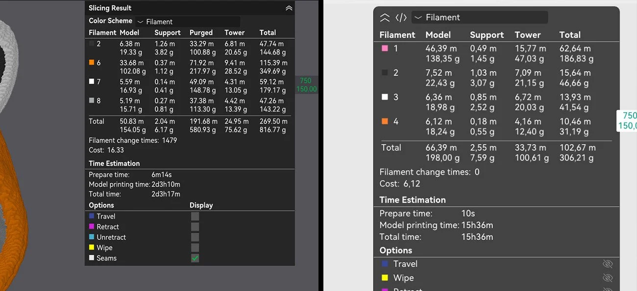 Comparison of Bambu Lab AMS-printing to Flash Studio toolhead changer