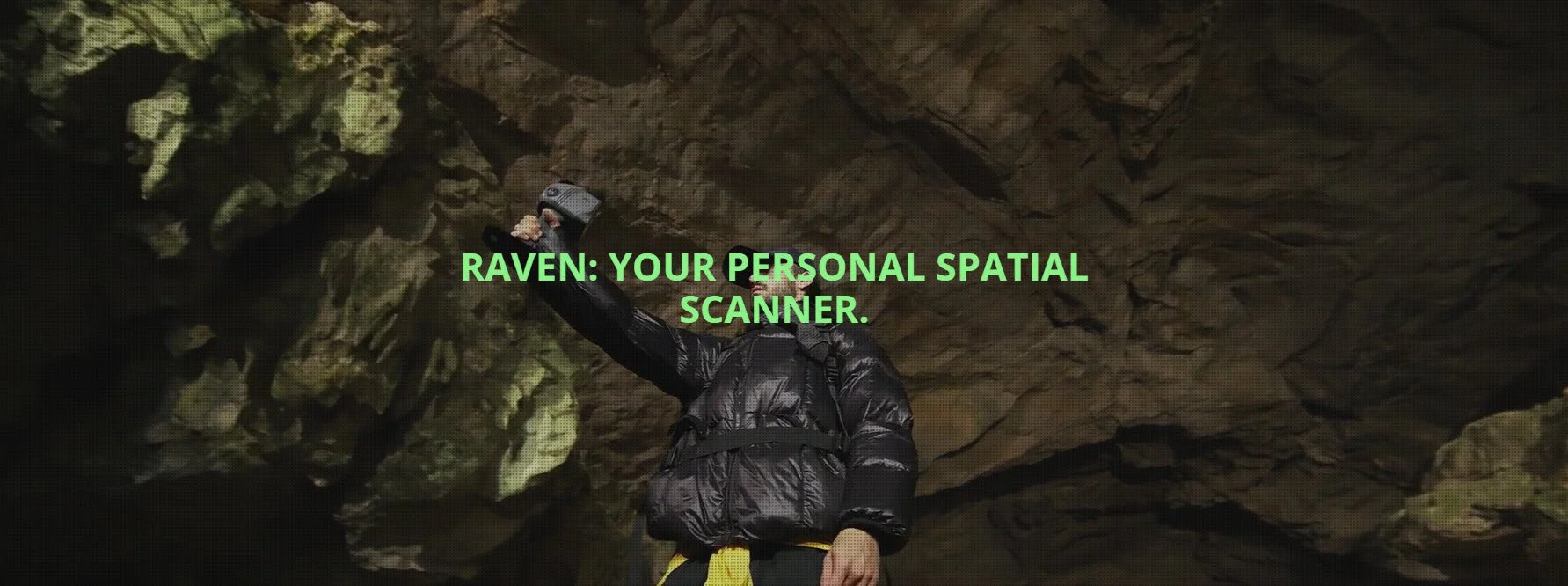 Handheld LiDAR scanning a cave — the workflow the Raven enables at $999