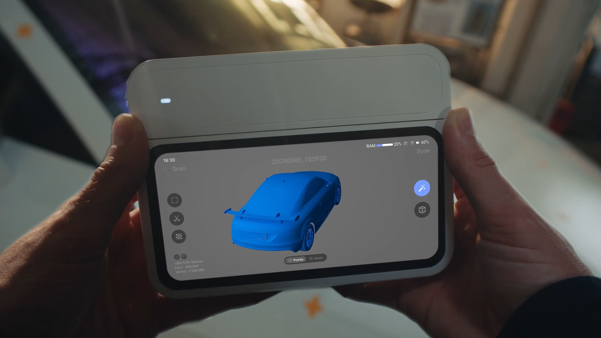 The Control Pad and Scanning module that shows a 3D scanned car project