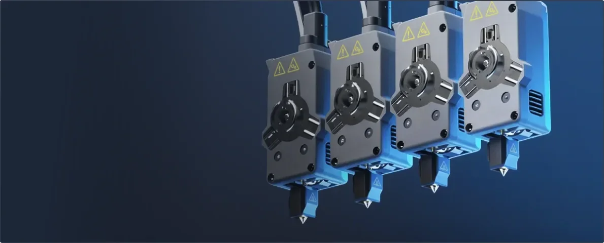 Flashforge Creator 5 FlashSwap tool changer system with 4 toolheads parked on the right side