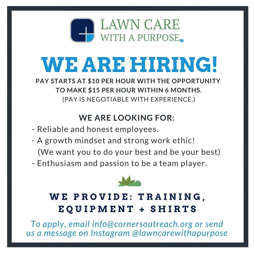 We are hiring!
-----&gt; para espa&ntilde;ol
.
.
#lawncarewithapurpose #wearehiring #landscaping #hardscapes #mowingblowingedging