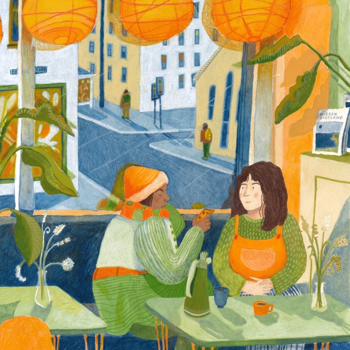 Chatting in a cafe