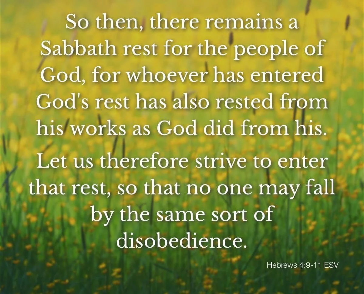 Sabbath is the intentional practice of stopping from our work to rest, worship, and delight in God. It reminds us that our identity is found not in what we accomplish, but in whose we are. This week, choose a day where you can rest from the work you 