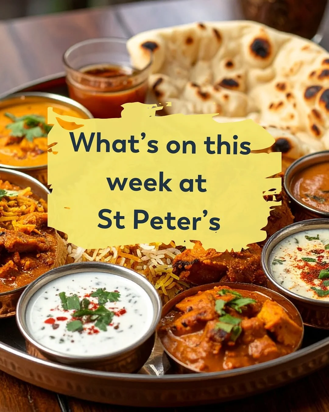 Here&rsquo;s what&rsquo;s on this week!

Highlights include:
- Curry Club on Tuesday evening 
- Men&rsquo;s Group on Wednesday evening 

Hope you can make one of our groups or services this week!