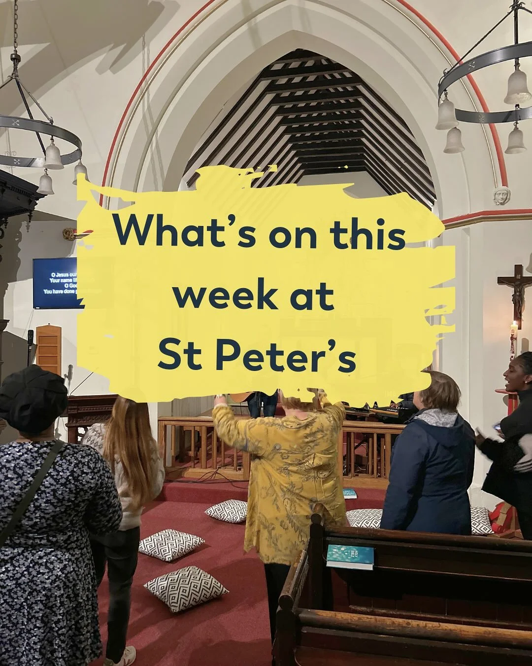 What&rsquo;s on at St Peter&rsquo;s this week?

As well as our regular weekly groups we also have:

- Encounter on Monday evening at 8pm
- Saturday Drop In from 10am

You&rsquo;re welcome to come any of our groups, activities and services. There&rsqu
