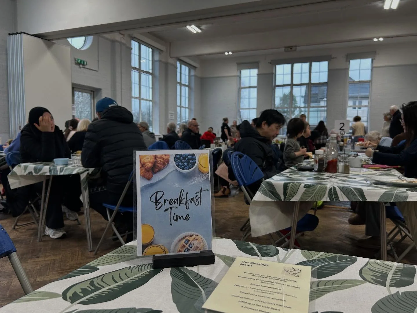 The Community Breakfast is in full swing today. We offer a free cooked breakfast, a warm space to meet a friend and access to support from @eastelmbridgefoodbank and @eshercab