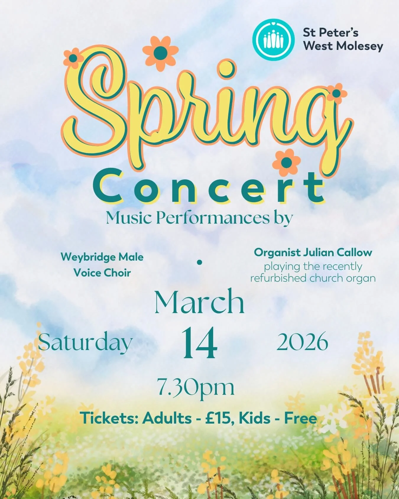 To celebrate our newly refurbished organ and to raise money for St Peter&rsquo;s projects including @eastelmbridgefoodbank , @bespokeyouth.official and Molesey Churches Night Shelter, we&rsquo;re hosting a Spring Concert on Saturday 14th March.

Weyb