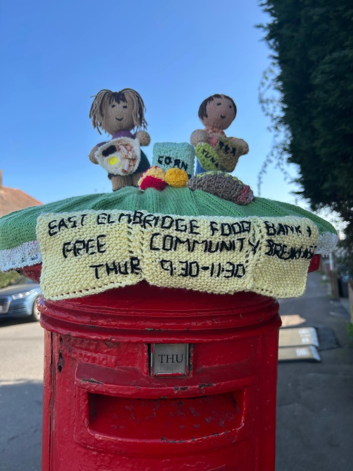 Have you seen the beautiful new postbox topper on the corner of Beauchamp Road and Ray Road? Sue, who volunteers at our Community Breakfast on Thursdays kindly made it to help raise awareness of what&rsquo;s available at The Hub.

Alongside @eastelmb