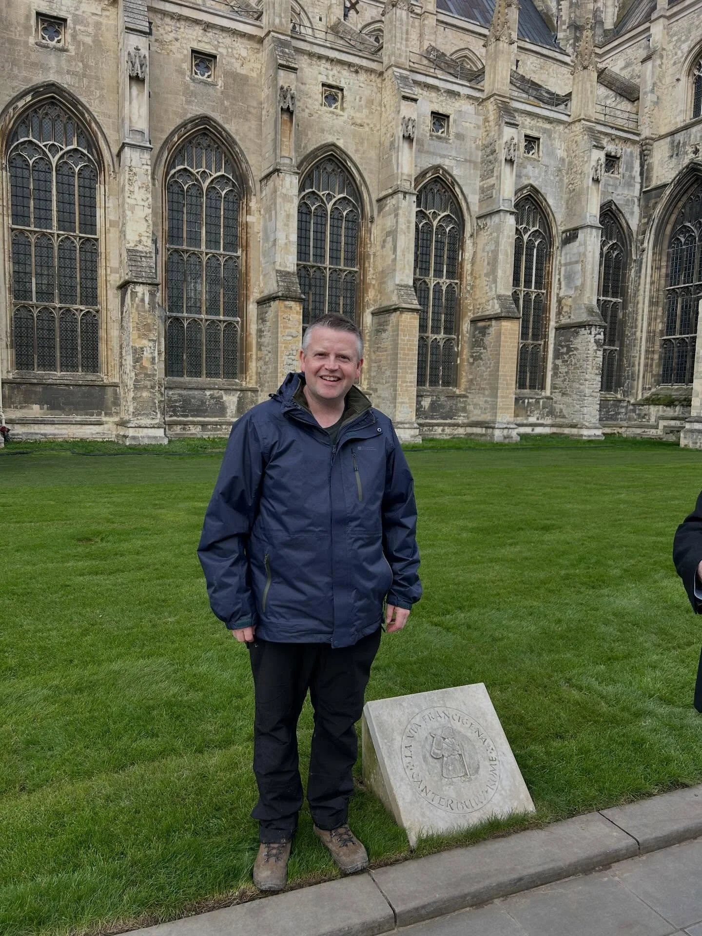 Congratulations to Alex who has completed a 5 day pilgrimage this week, walking 45 miles from Rochester to Canterbury Cathedral.

Here he is with the Pilgrims Stone outside Canterbury Cathedral.