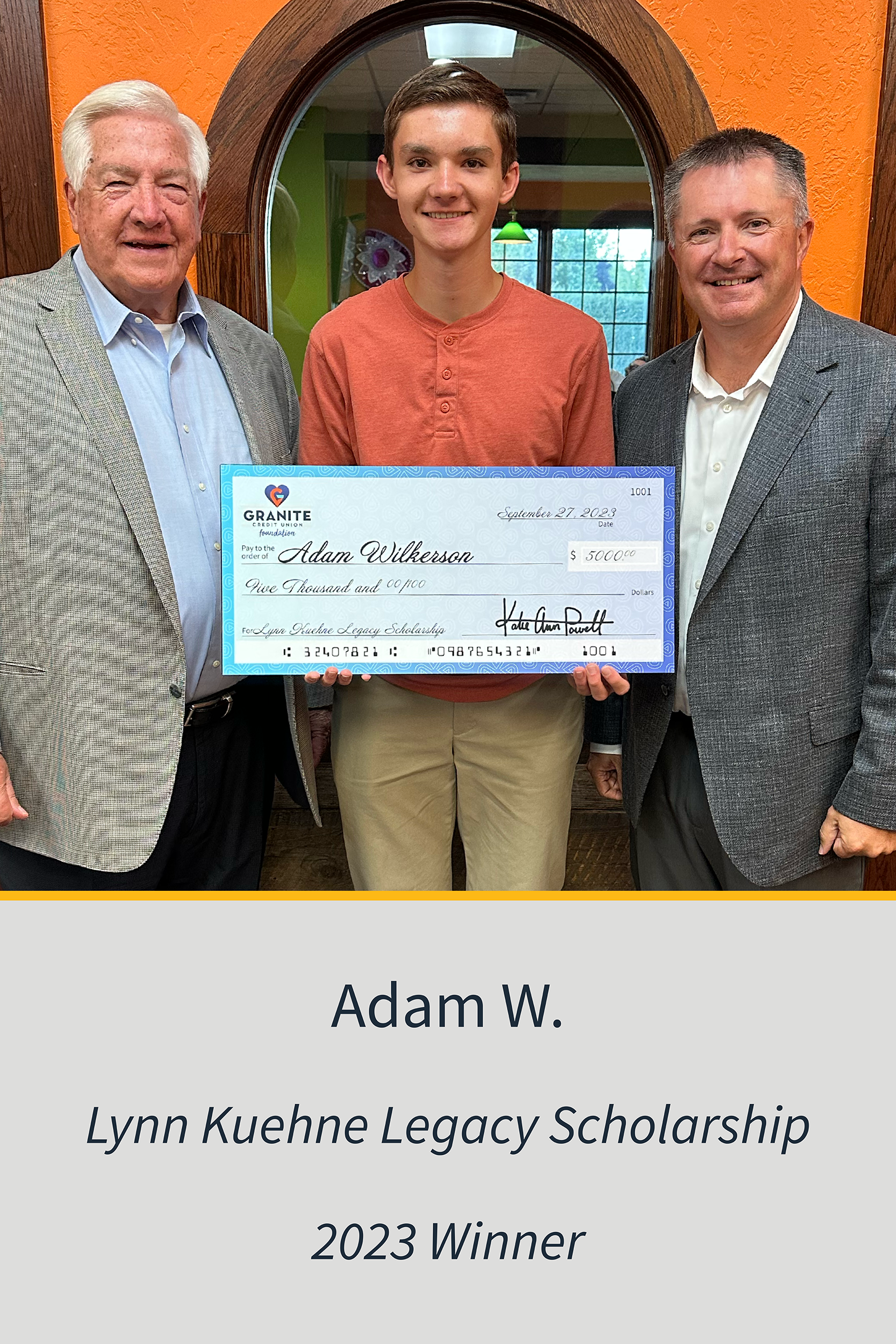 Lynn Kuehne Legacy Scholarship 2003 Winner Adam W.