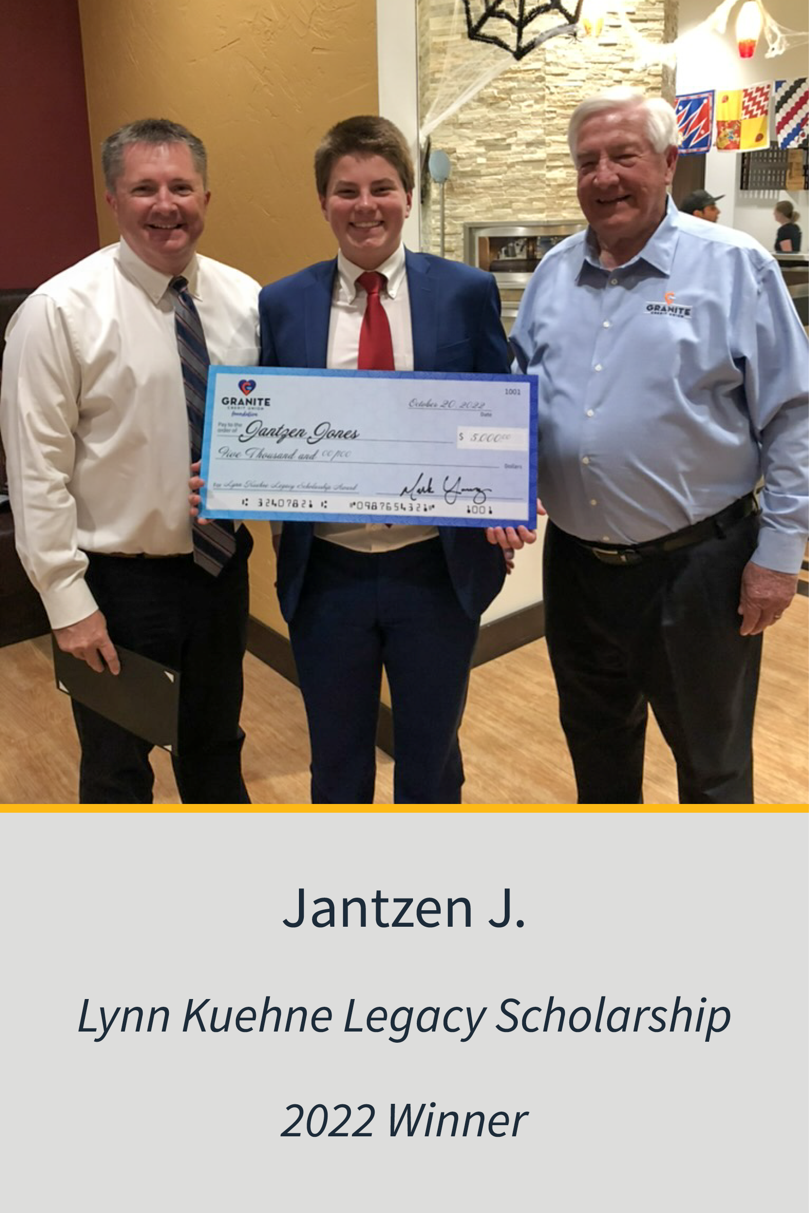 Lynn Kuehne Legacy Scholarship 2002 Winner Jantzen J.
