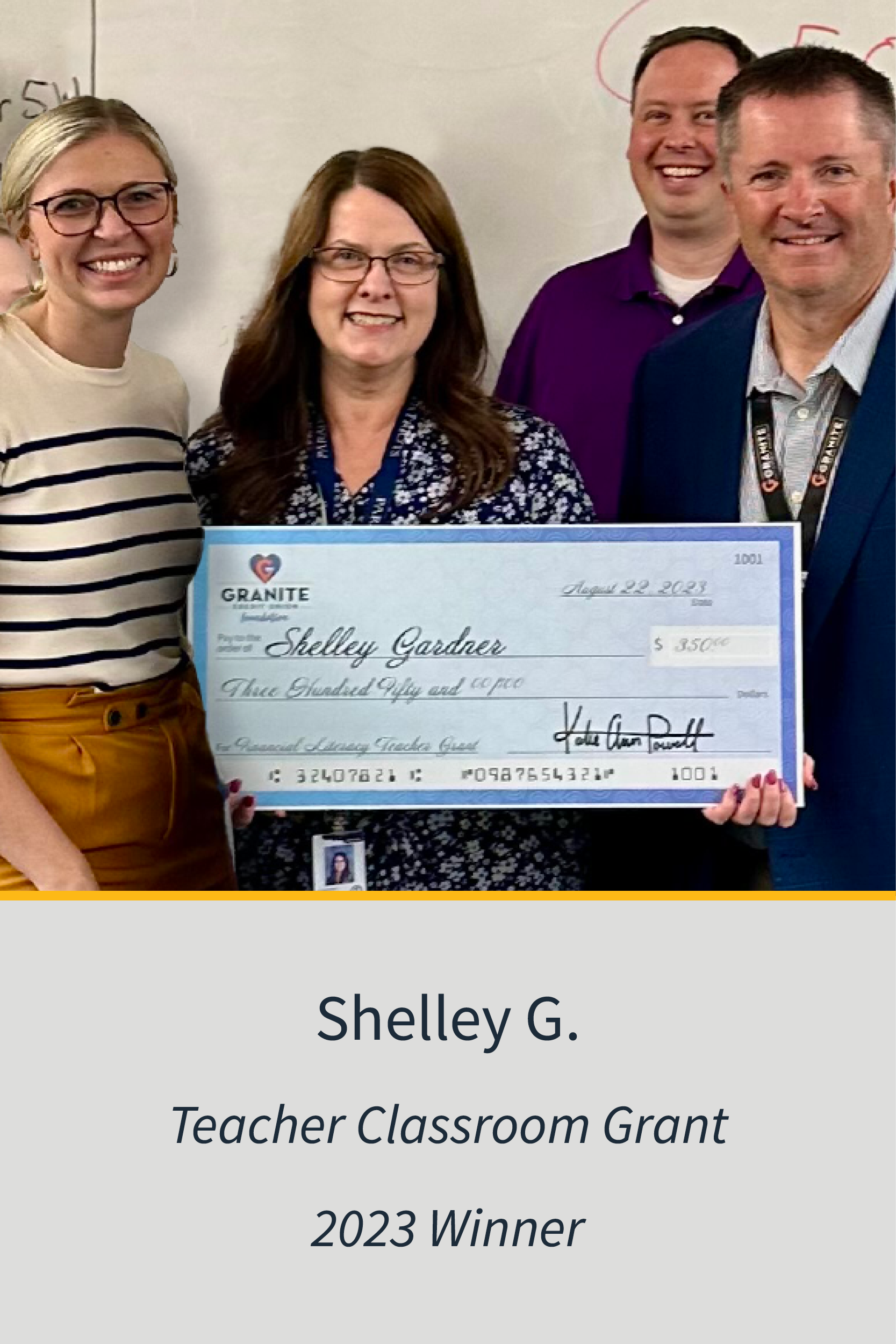 Teachers Classroom Grant 2023 Winner Shelley G.