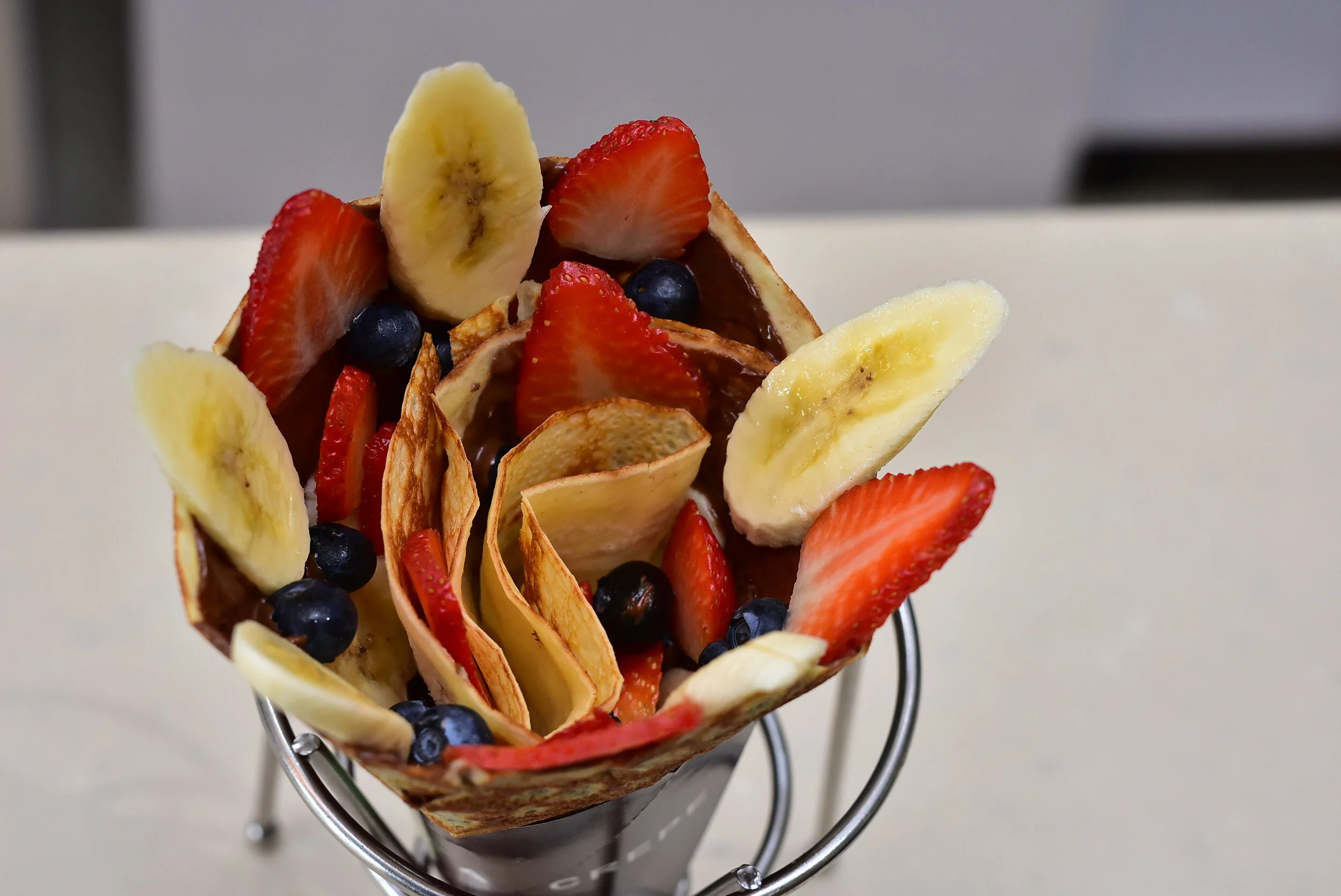 Beautiful strawberry banana crepe