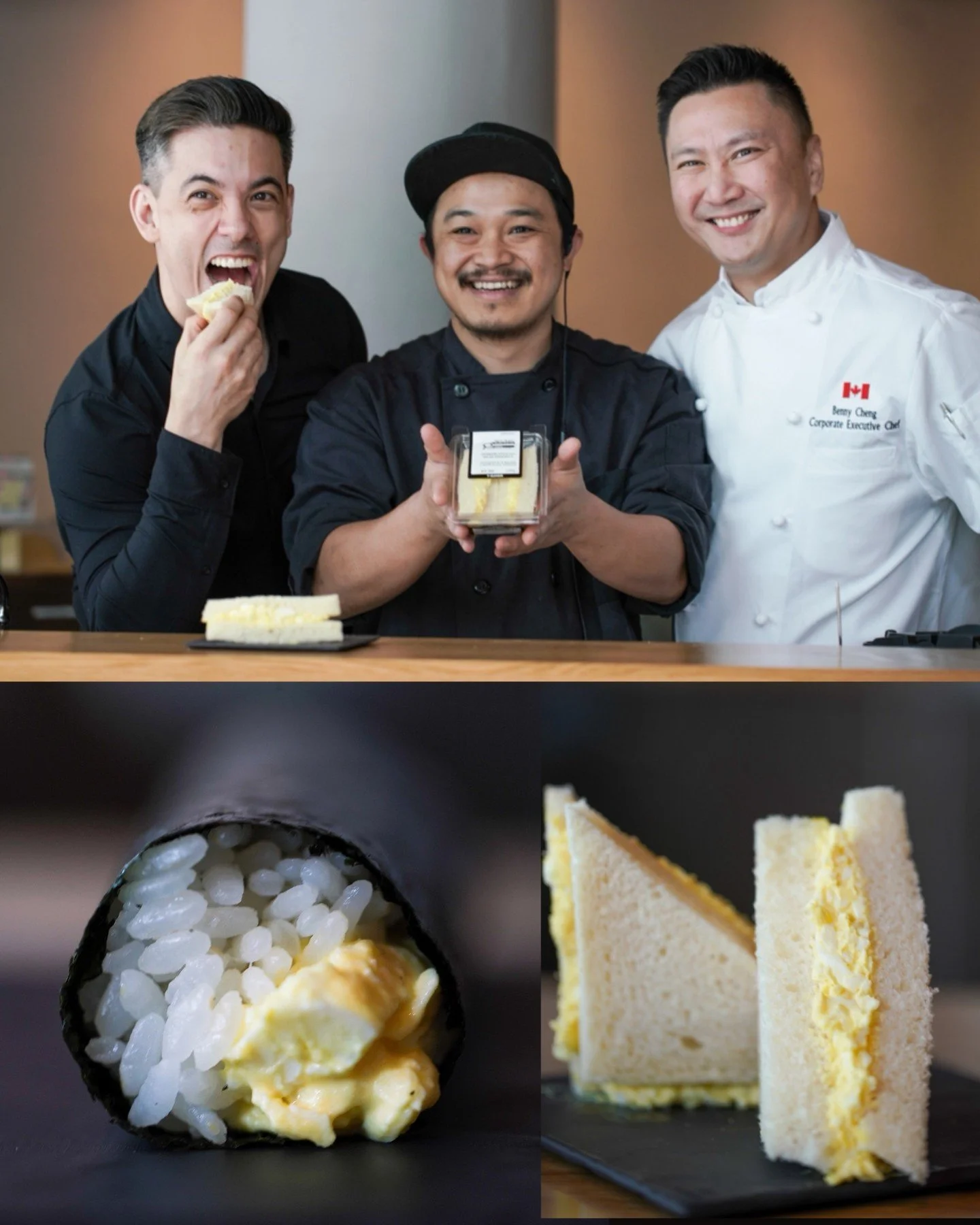 Welcome to Canada Egg Sando! A little throwback to when the iconic 7-Eleven Japanese Egg Sando made its grand debut at our Hello Nori King West location.⁠
⁠
@7elevencanada and Chef Benny Cheng collaborated to roll a one of a kind Egg Sando Hand Roll 