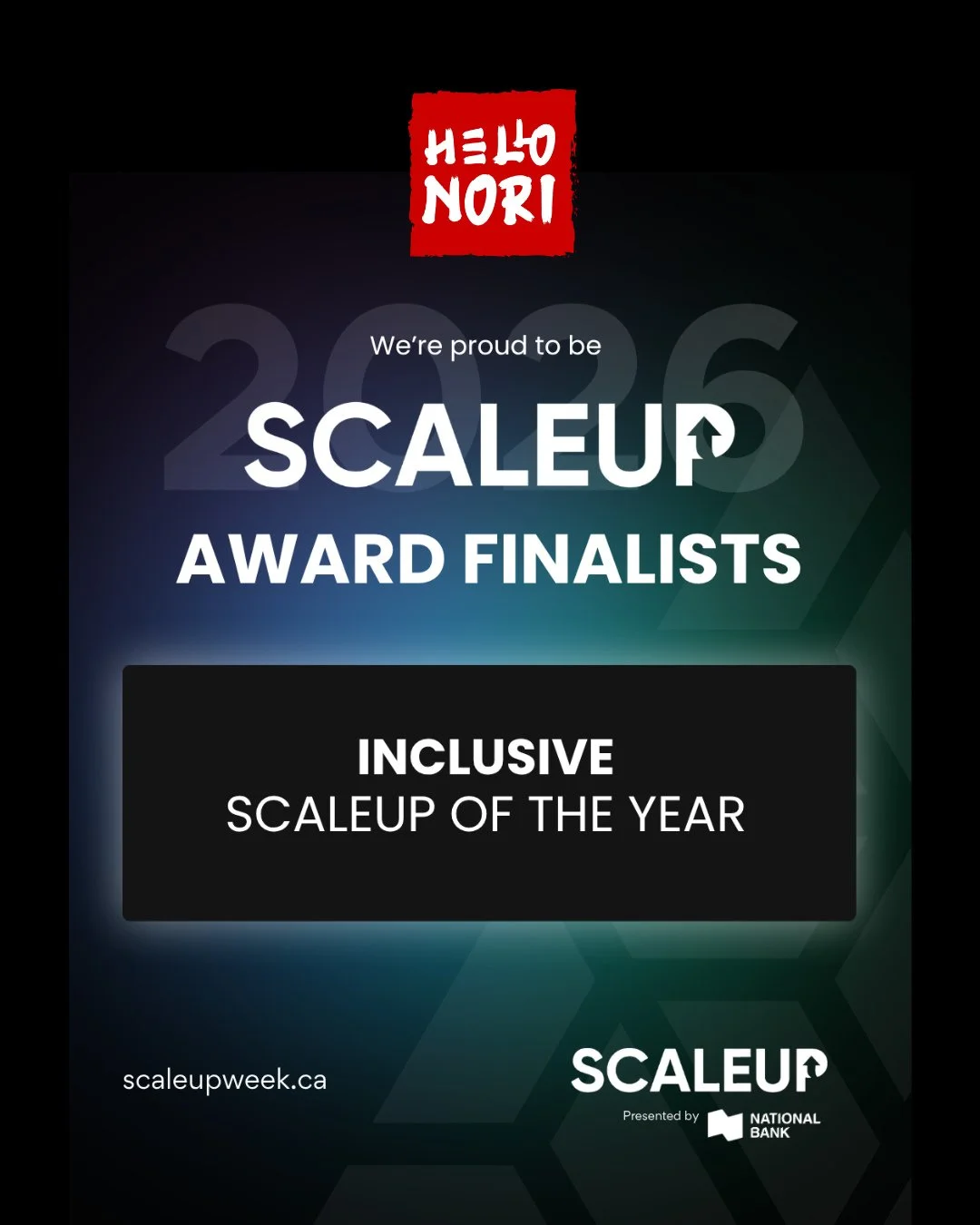 Big News!⁠
⁠
We thrilled to share that Hello Nori has been nominated for the SCALE Up People's Choice Awards!⁠
⁠
It&rsquo;s a great honour to be recognized alongside some of the most innovative companies in the space. This nomination is a testament t
