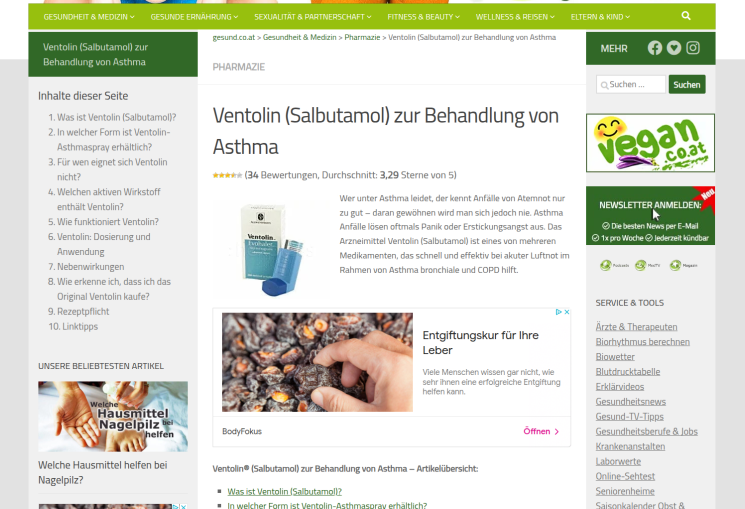 Medizin. Produkttexte