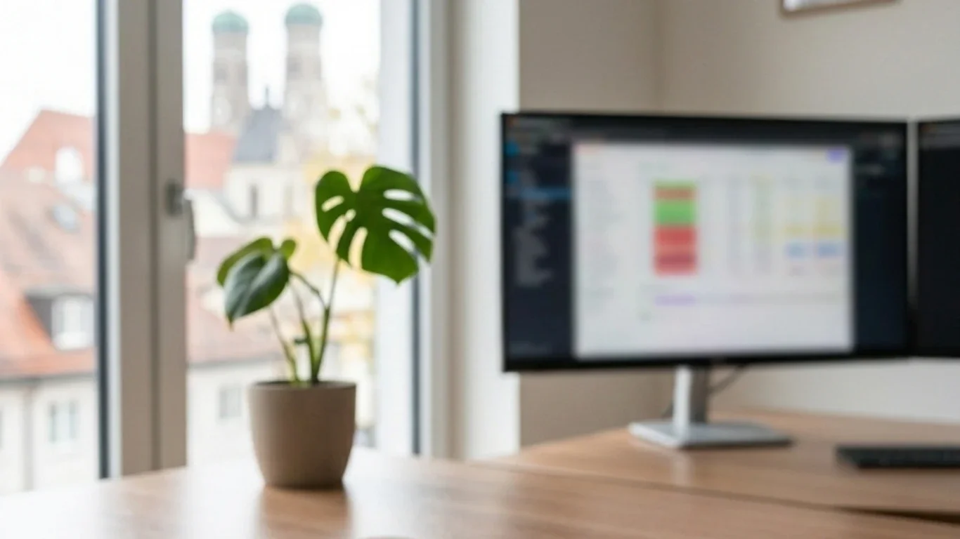SEO Freelancer Löwen-Text Büro mit den Türmen der Münchner Frauenkirche im Hintergrund