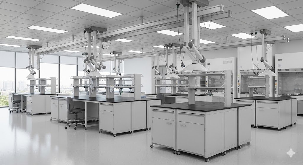 modern lab with movable lab benches