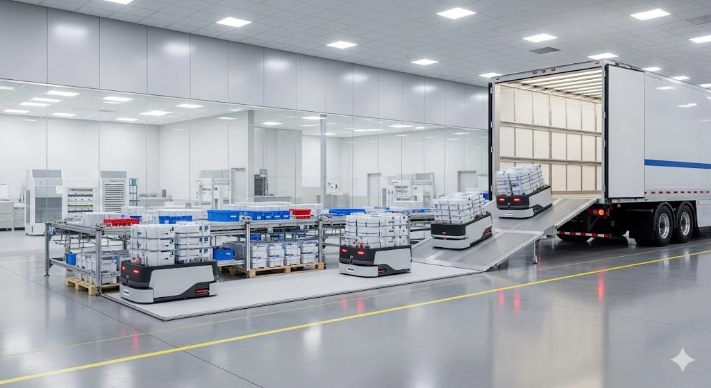 laboratory loading dock showing just-in-time logistics systems