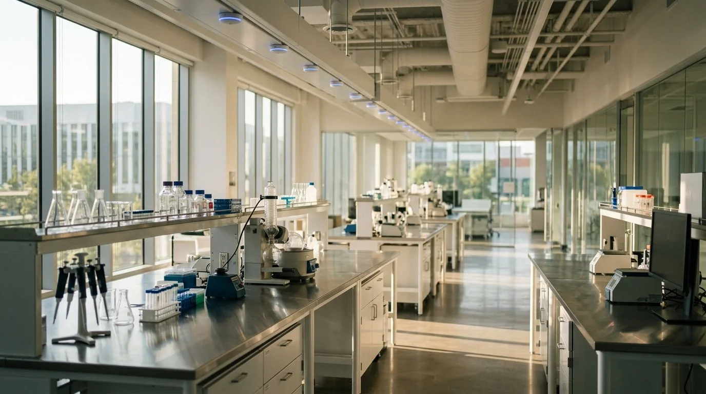an empty laboratory illustrating the importance of lab occupancy tracking
