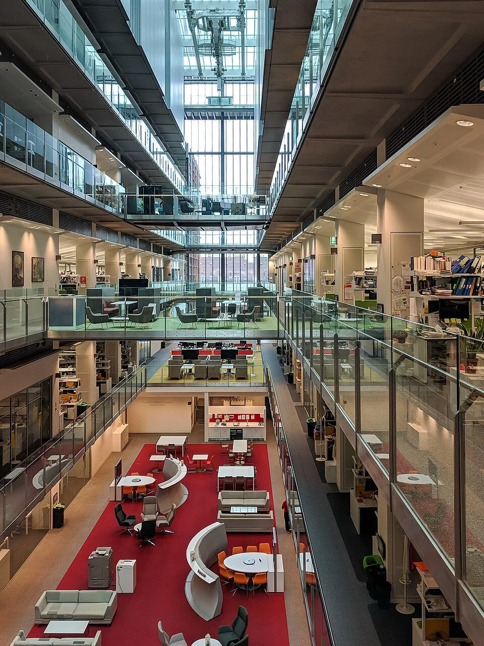 imterior image of the Francis Crick Institute showing collaborative workspace