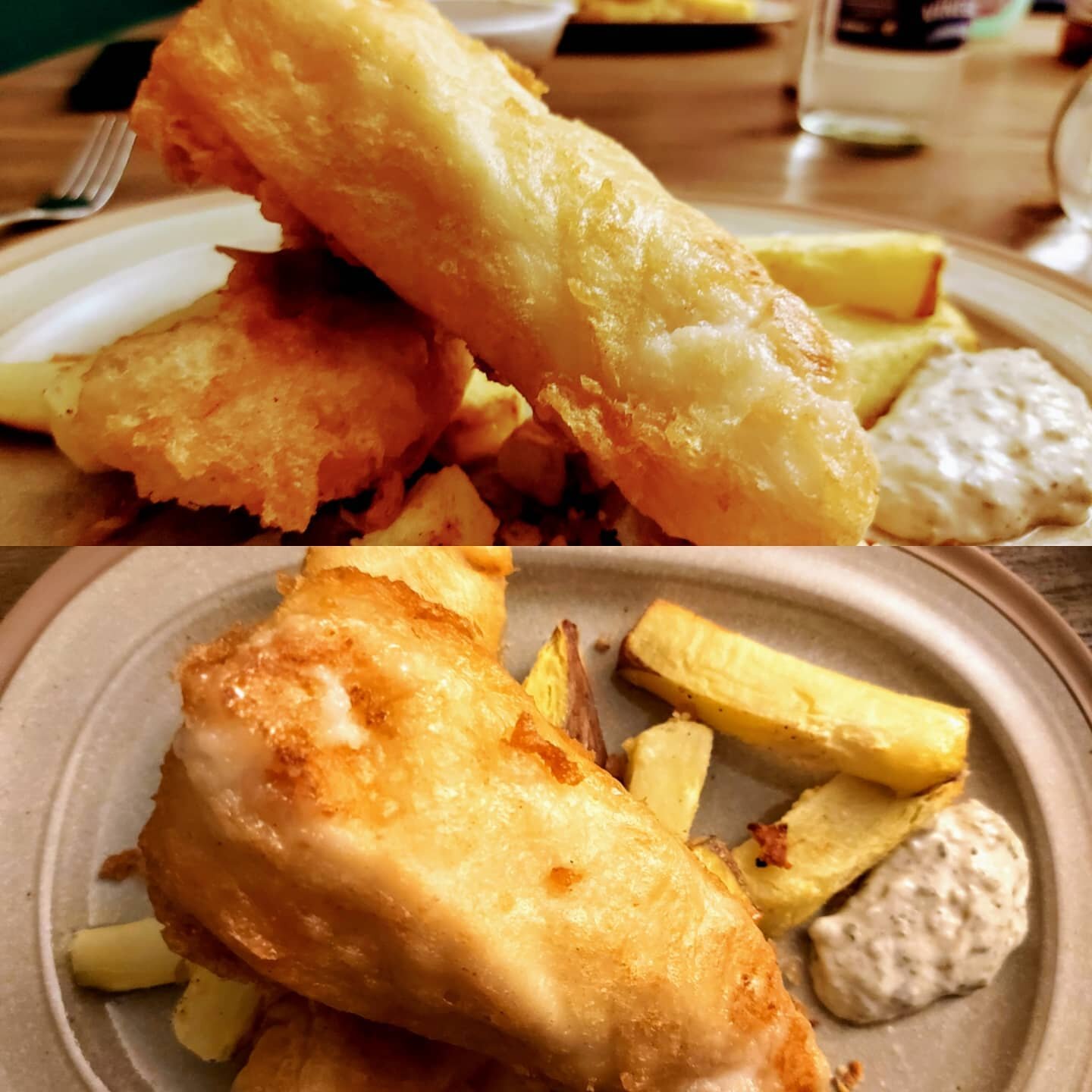 More Fish for the tea tonight.
Incredible fresh Cod in (I don't mind saying) a top notch crispy batter and the twice cooked chunky Air Fried Chips. Great Saturday Night Dinner
#Irish #fish #fishandchips #fakeaway #homecooked #dinnerwiththemissus
