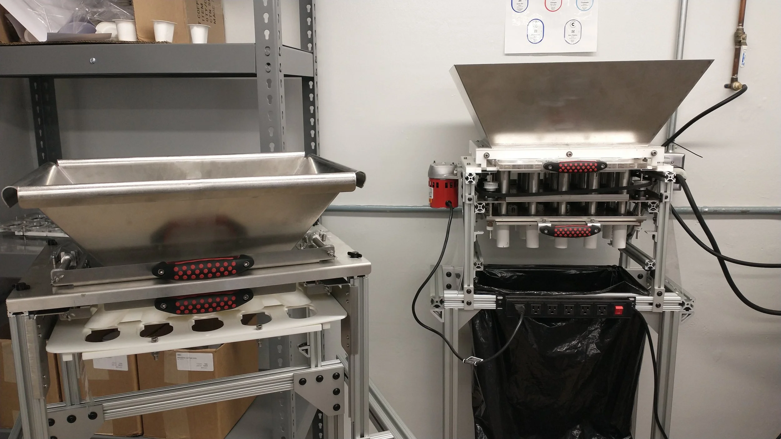 Both machines next to each other for comparison. Note the height and part number reduction.