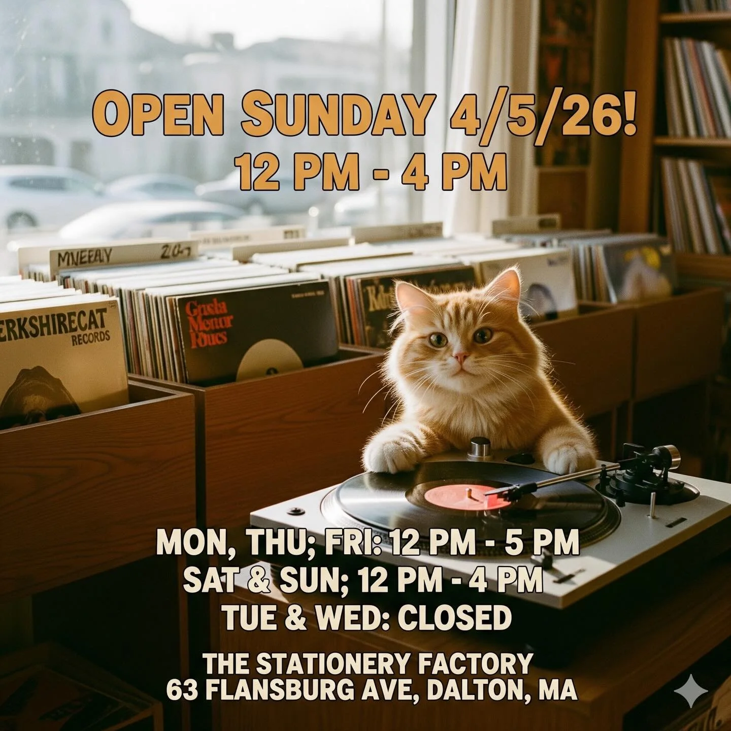 Come dig ! We&rsquo;ll be open this Sunday, April 5th, from 12 PM &ndash; 4 PM.
Busy few weeks upcoming:
Saturday April 11 we&rsquo;ll be at the @recordville Show at Northampton High School 
Sat April 18 is @recordstoredayus Opening at 10am with tons